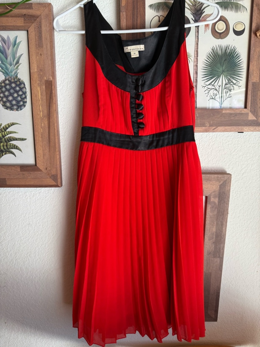 Forever 21 Red Dress with Black Trim and Covered Buttons